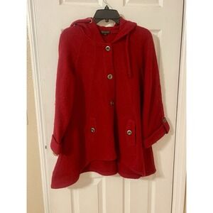 For Cynthia Rowley Womens M 100% Wool Coat Swing Hooded Metal Buttons NWT